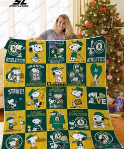 Oakland Athletics Snoopy Love Quilt Blanket Bedding Set