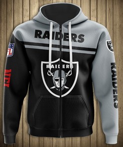 Oakland Raiders 3D Skull Hoodie Pullover Zip Hoodie for Fans