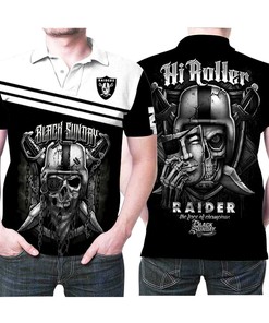 Oakland Raiders Black Sunday Hi Roller Nfl Football Team Logo 3d Designed Allover Gift For Raiders Fans Polo Shirt All Over Print Shirt 3d T-shirt