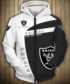 Oakland Raiders Hoodie 3D Zip Hoodie Pullover Gift for Fans