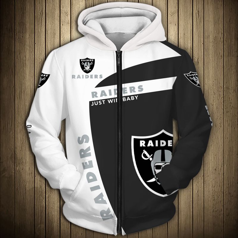 Oakland Raiders Hoodie 3D Zip Hoodie Pullover Gift for Fans