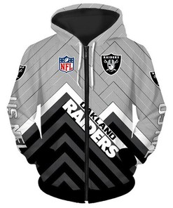 Oakland Raiders Hoodie 3D Zip Hoodie Pullover Size S-5Xl
