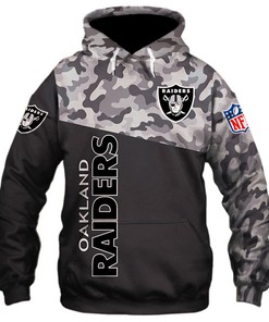Oakland Raiders Military Hoodie 3D Zip Hoodie 3D Zip Hoodie Long Sleeve New Season