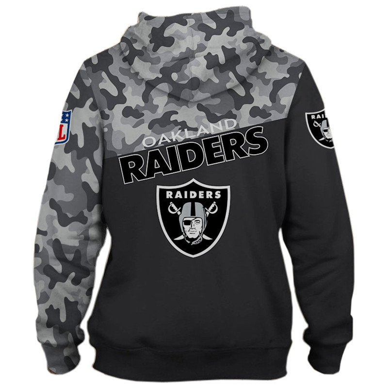 Oakland Raiders Military Hoodie 3D Zip Hoodie 3D Zip Hoodie Long Sleeve New Season - Image 3