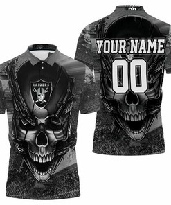 Oakland Raiders Skull Chains Personalized 3D All Over Print Polo Shirt
