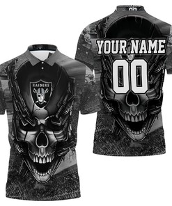 Oakland Raiders Skull Chains Personalized Polo Shirt All Over Print Shirt 3d T-shirt
