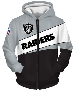 Oakland Raiders Zip Hoodie 3D Zip Hoodie