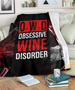 Obsessive Wine Disorder Sherpa Fleece Blanket Gifts for Family, for Couple