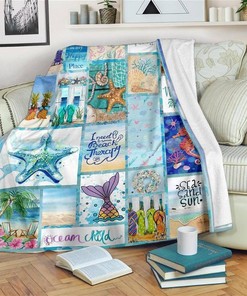 Ocean Mermaid Ocean Lover Sherpa Fleece Blanket Gifts for Family, for Couple