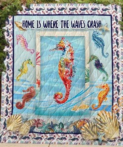 Ocean Seahorse Quilt Blanket Bedding Set