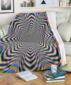 Octagonal Psychedelic Optical Illusion Sherpa Fleece Blanket Gifts for Family, for Couple