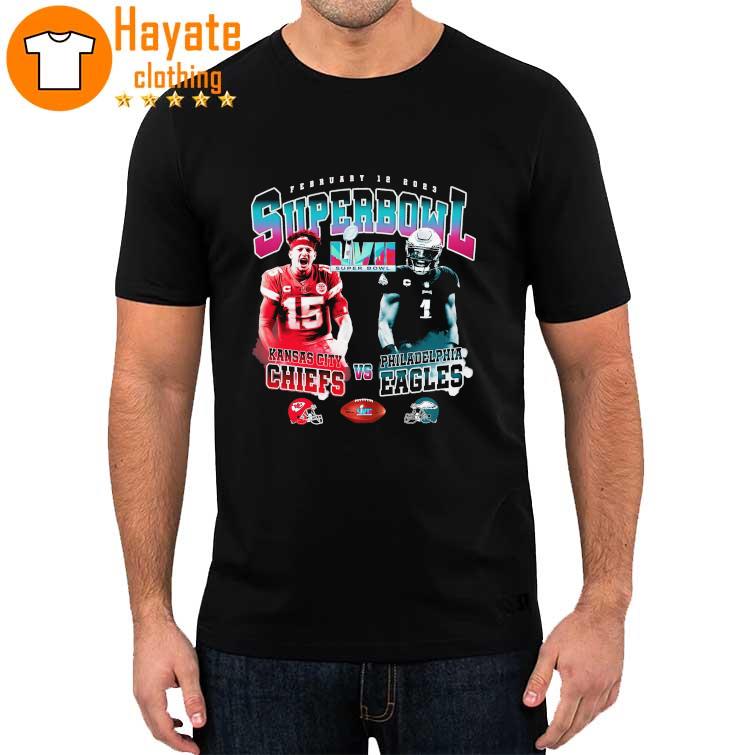 Official Kansas City Chiefs Vs Philadelphia Eagles Patrick Mahomes Vs Jalen Hurts February 12 2023 Super Bowl Lvii Shirt