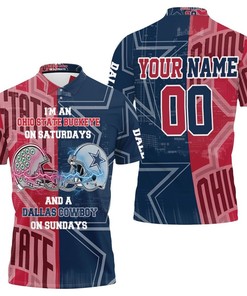 Ohio State Buckeye On Saturdays Dallas Cowboy On Sundays Fans Zip Personalized Polo Shirt All Over Print Shirt 3d T-shirt