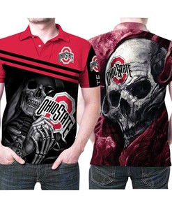 Ohio State Buckeyes American Football University Logo Skull Gift For Ohio State Buckeyes Fans Lovers Polo Shirt All Over Print Shirt 3d T-shirt