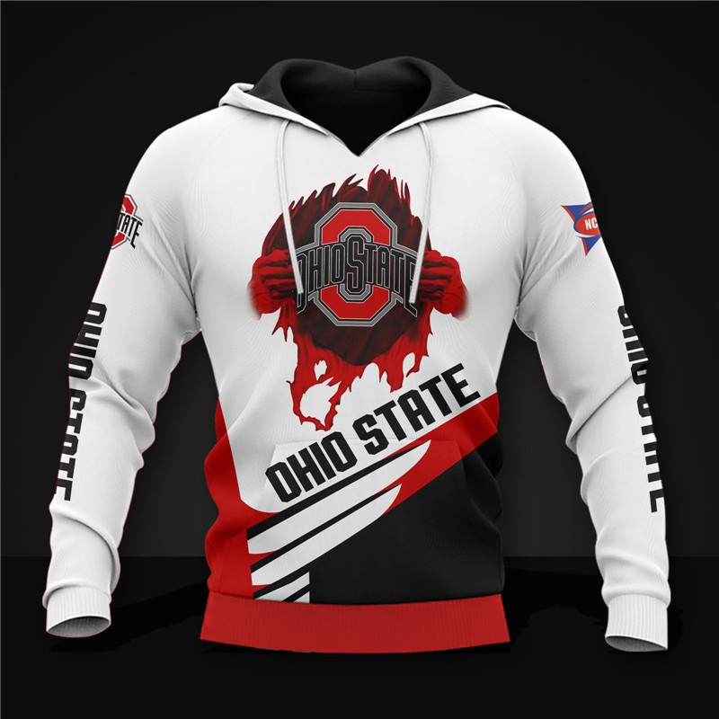 Ohio State Buckeyes Hoodie 3D Zip Hoodie Long Sleeve Gift for Fan