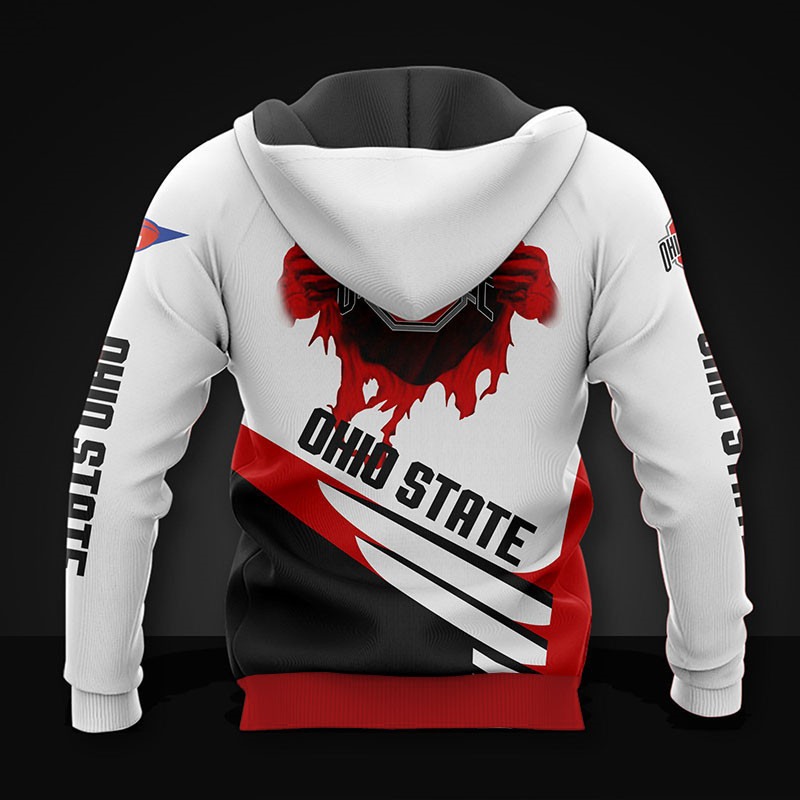 Ohio State Buckeyes Hoodie 3D Zip Hoodie Long Sleeve Gift for Fan - Image 2