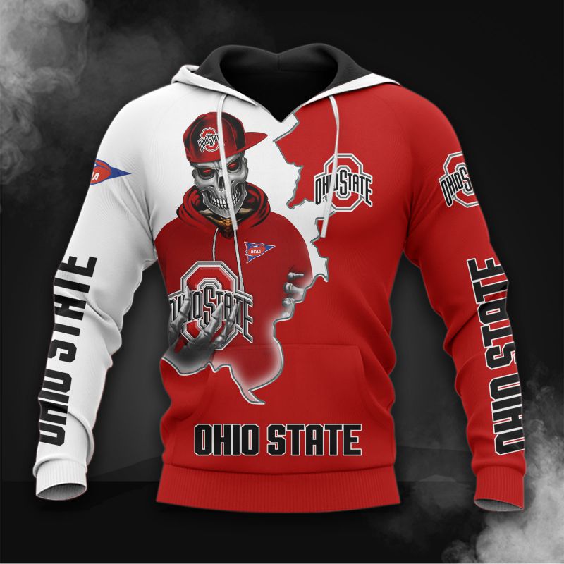 Ohio State Buckeyes Hoodie 3D Zip Hoodie Long Sleeve Zip Hoodie for Fan