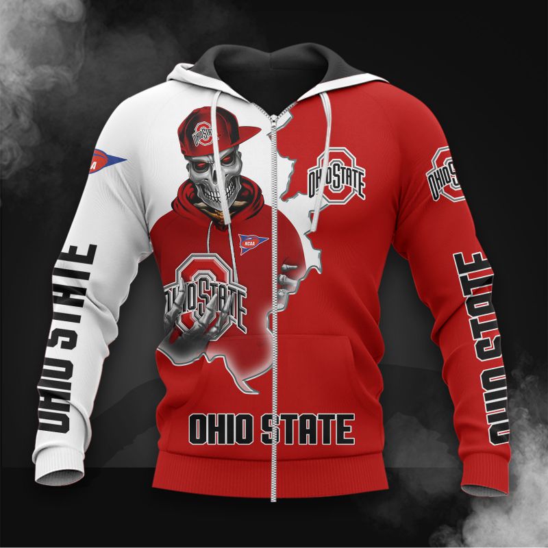 Ohio State Buckeyes Hoodie 3D Zip Hoodie Long Sleeve Zip Hoodie for Fan - Image 3