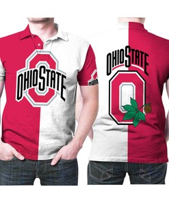 Ohio State Buckeyes Leaf Logo Red And White 3D All Over Print Polo Shirt