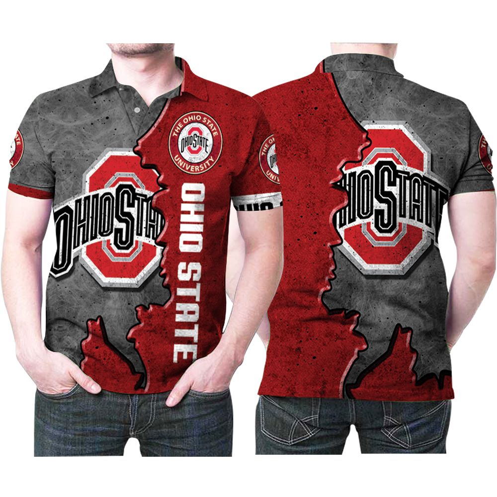 Ohio State Buckeyes Logo Football Ground Printed 3D All Over Print Polo Shirt