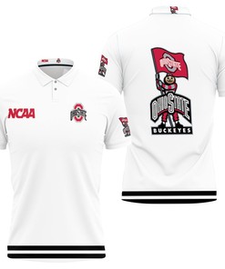 Ohio State Buckeyes Ncaa Classic White With Mascot Logo 3D All Over Print Polo Shirt