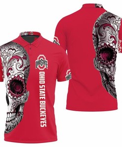 Ohio State Buckeyes Sugar Skull 3D All Over Print Polo Shirt