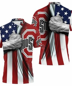 Ohio State Buckeyes Under American Flag Jersey 3D All Over Print Polo Shirt