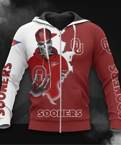 Oklahoma Sooners Hoodie 3D Zip Hoodie Long Sleeve Zip Hoodie for Fan
