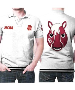 Oklahoma Sooners Ncaa Classic White With Mascot Logo 3D All Over Print Polo Shirt
