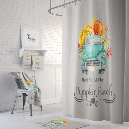Old Truck With Pumpkins Shower Curtain For Bathroom Decor