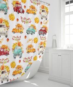 Old Trucks Shower Curtain For Bathroom Decor