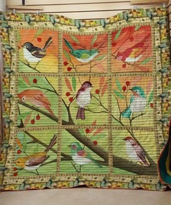 Old World Sparrow Birds On The Tree Quilt Blanket Bedding Set Great