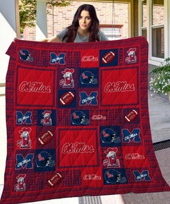 Ole Miss Rebels Red Ncaa Quilt Blanket Bedding Set