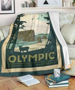 Olympic National Park Sherpa Fleece Blanket Gifts for Family, for Couple
