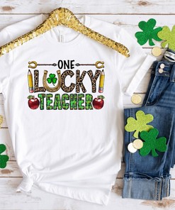 One Lucky Teacher Shirt, Gold St. Patricks Day Shirt, St. Patrick's Day Lucky Teacher Shirt, Patrick's Day Teacher Gift, Shamrock Shirts