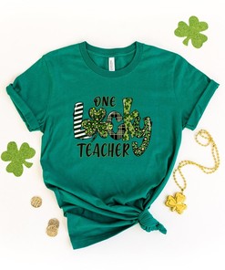 One Lucky Teacher Shirt, St. Patricks Day Shirt, Shamrock Lucky, Four Leaf Clover, Shamrock, Irish Shirt