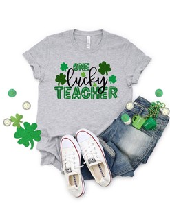 One Lucky Teacher Shirt, Teacher Shirt, Clover Shirt Shirt, Irish Shirt, Quote Patrick's Day Shirt