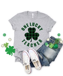 One Lucky Teacher Shirt, Teacher Shirt, Clover Shirt Shirt, Quote Patrick's Day Shirt