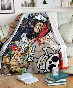 One Piece Jack Sparrow Sherpa Fleece Blanket Gifts for Family, for Couple