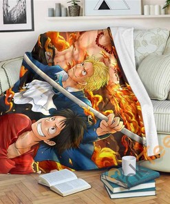 One Piece Luffy Ace Sabo Sherpa Fleece Blanket Gifts for Family, for Couple