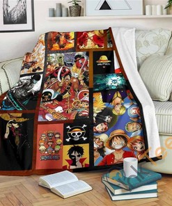 One Piece Straw Hat Pirates Anime Fleece Sherpa Fleece Blanket Gifts for Family, for Couple