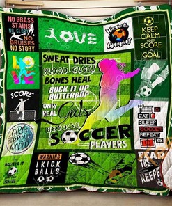 Only Real Girls Become Soccer Players Quilt Blanket Bedding Set