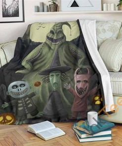 Oogie Boogie and Lock Shock And Barrel Sherpa Fleece Blanket Gifts for Family