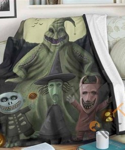 Oogie Boogie and Lock Shock And Barrel Sherpa Fleece Blanket Gifts for Family, for Couple