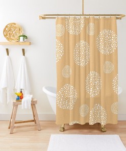 Orange Abstract Shapes Shower Curtain, Modern Shower Curtain, Eco-Friendly Material, Waterproof, Abstract Decor