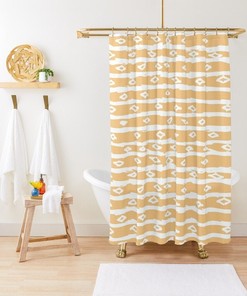 Orange Minimalist Shower Curtain, Modern Abstract Shower Curtain, Eco-Friendly Material, Waterproof, Abstract Decor