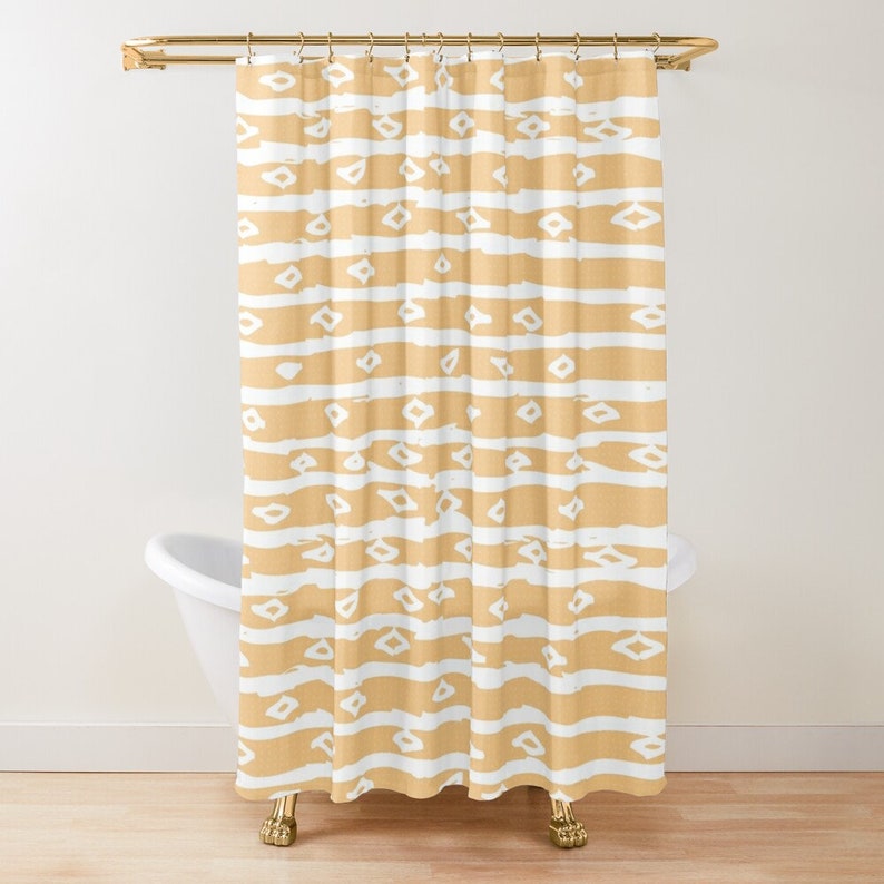 Orange Minimalist Shower Curtain, Modern Abstract Shower Curtain, Eco-Friendly Material, Waterproof, Abstract Decor - Image 4