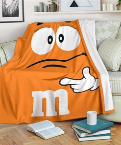 Orange M&m Funny Sherpa Fleece Blanket Gifts for Family, for Couple