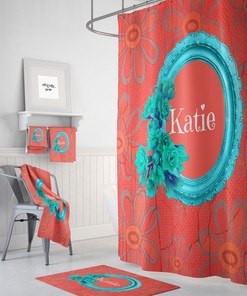 Orange Personalized Shower Curtain