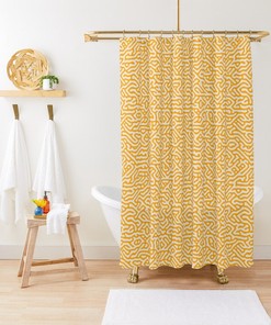 Orange Shower Curtain, Abstract Shower Curtain, Boho Modern, Eco-Friendly Material, Waterproof, Orange Decor,